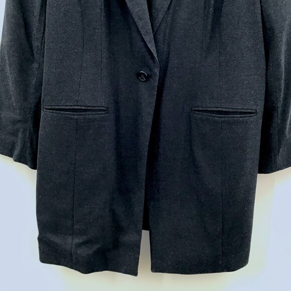 Vintage Long Blazer Transitional Weather Coat Charcoal Black Women's 22W Lined - Picture 5 of 10